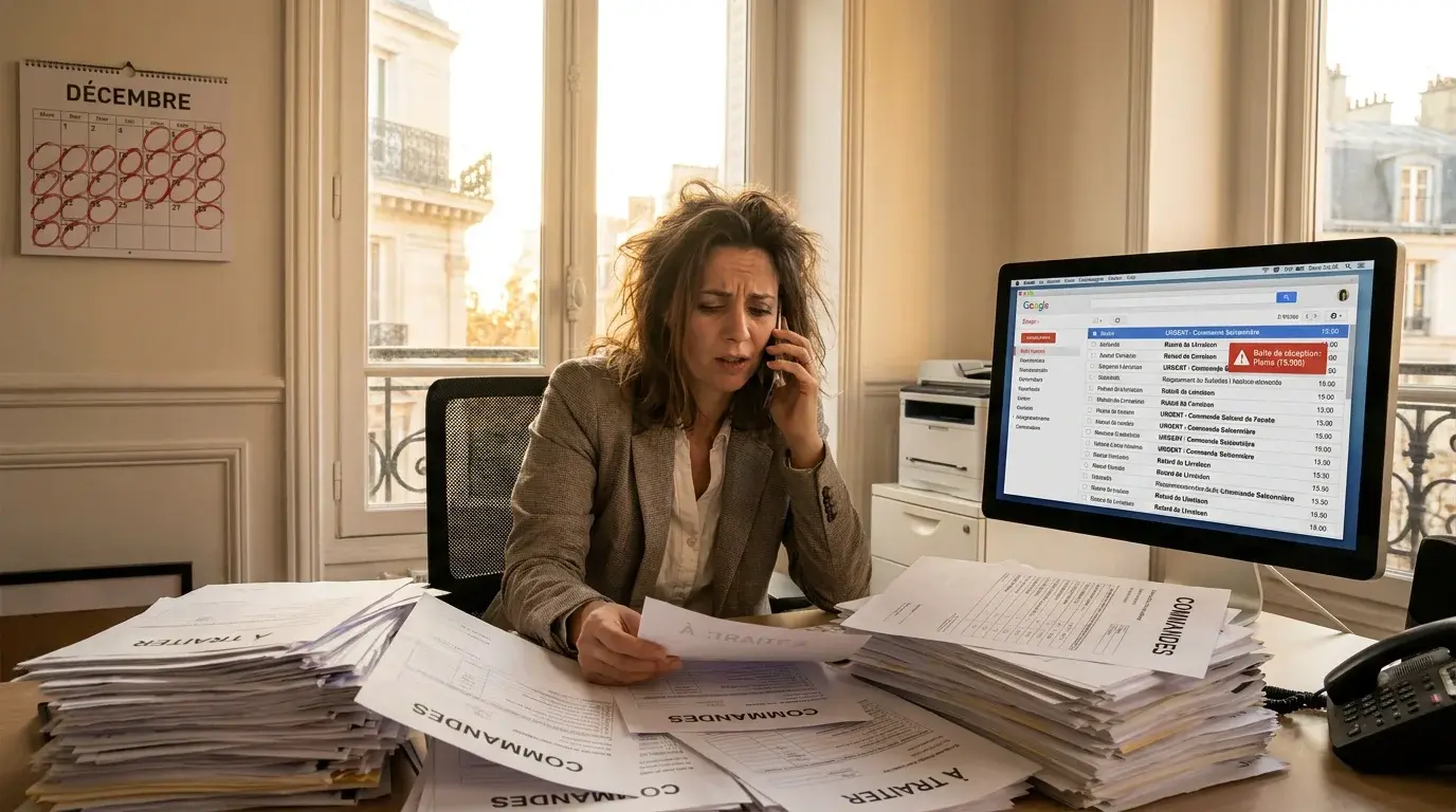 Gestionnaire ADV débordé par l'afflux de commandes lors d'un pic saisonnier