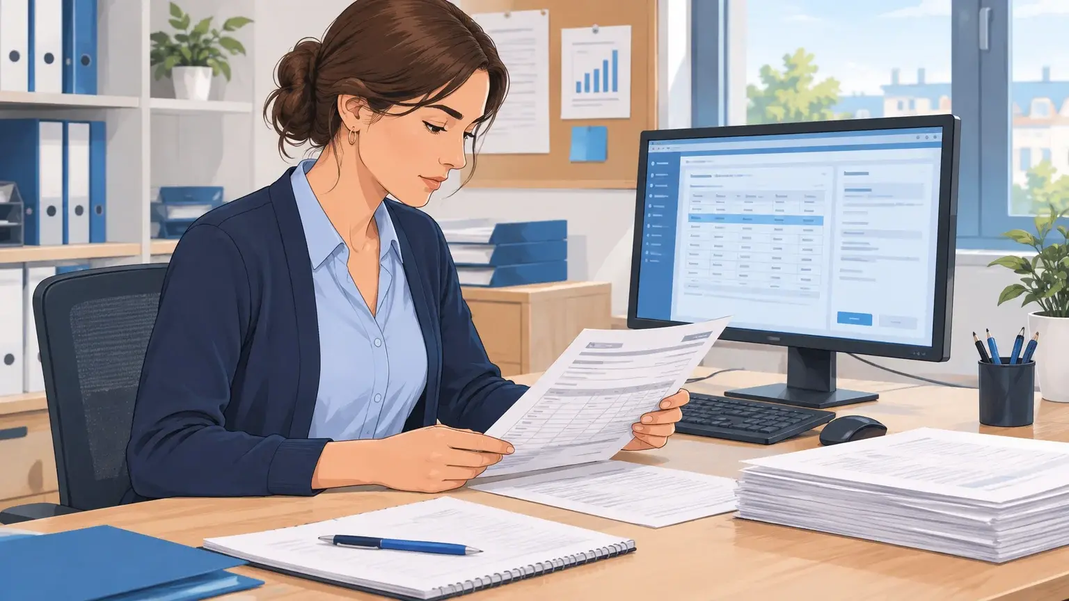 Gestionnaire ADV vérifiant une commande e-mail avant sa validation dans l’ERP