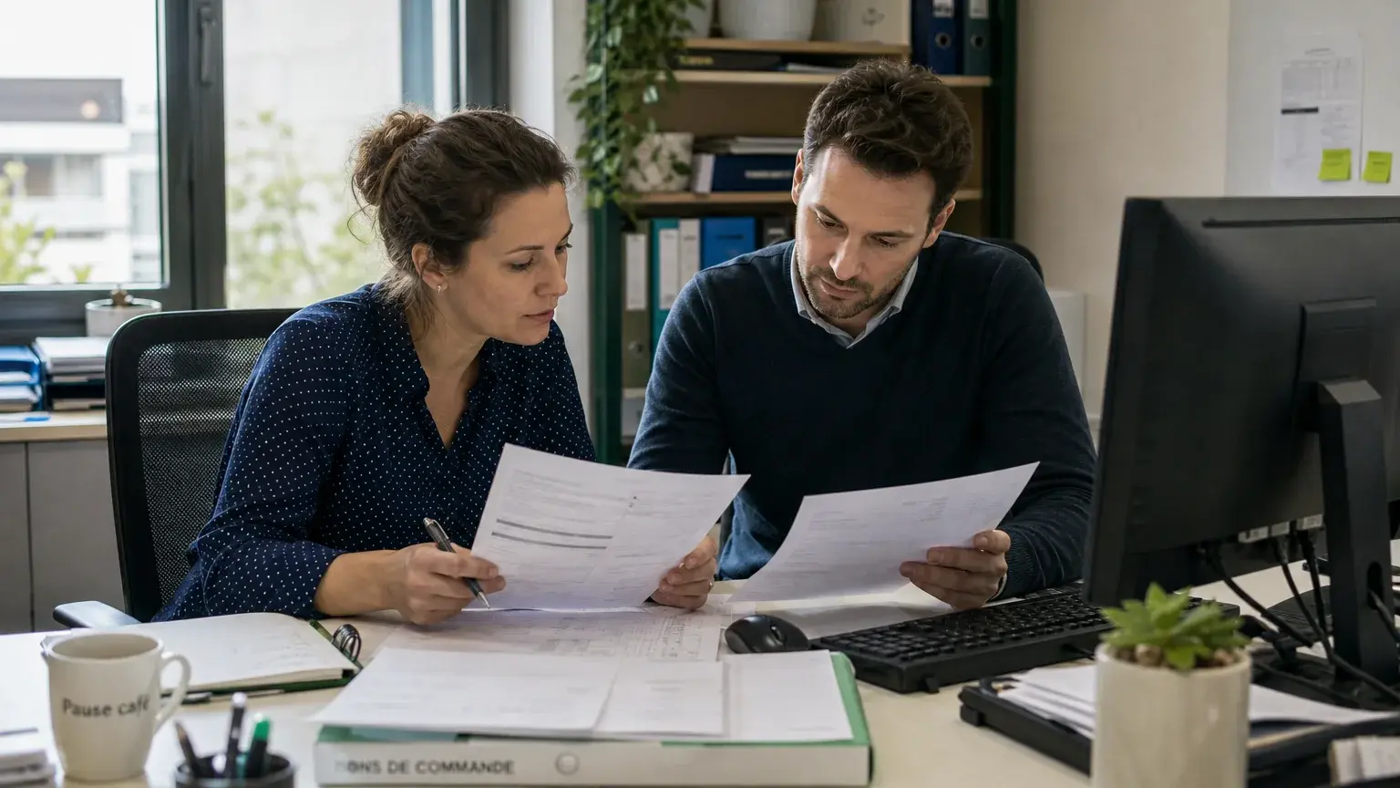 Équipe ADV française vérifiant manuellement une commande reçue par e-mail
