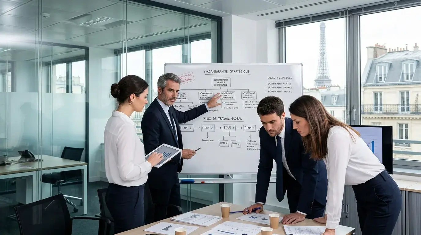 Réunion stratégique sur la réorganisation des équipes ADV et service client